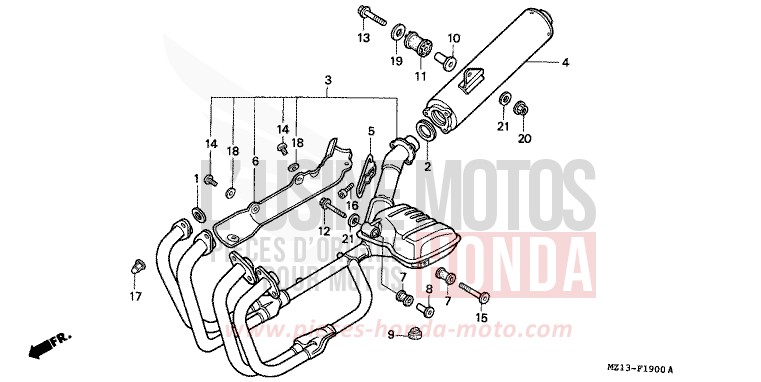 EXHAUST MUFFLER for CB1000F "Big One" PEARL FADELESS WHITE (NH341K) from 1993